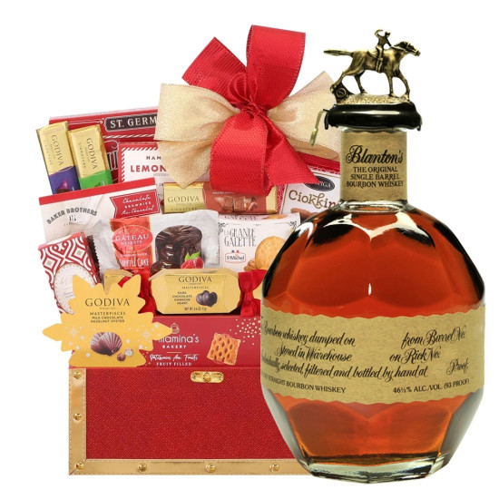 Blanton's Bourbon and Godiva Golden Gift Basket