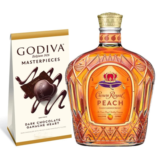 Crown Royal Peach Flavored Whisky & Godiva Chocolates Gift Box