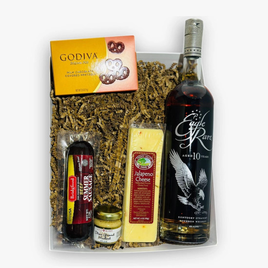 Eagle Rare Bourbon and Cheese Gift Basket set