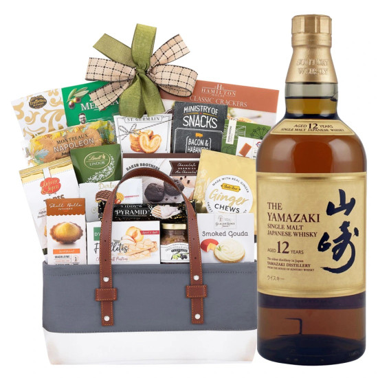 Yamazaki 12-Year Single Malt Japanese Whisky and Gourmet Delight Gift Basket