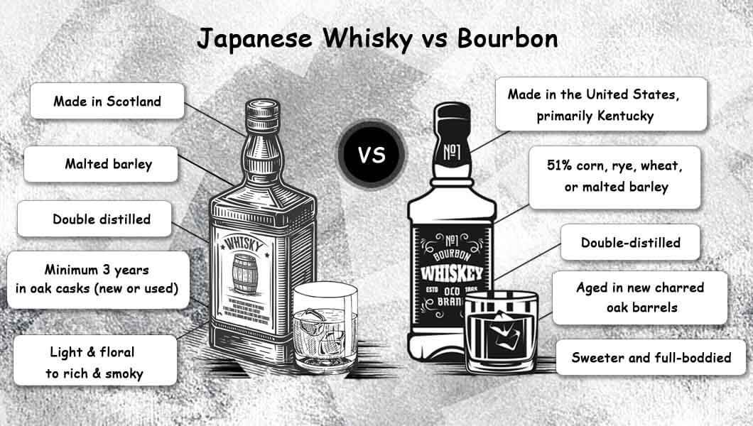 Japanese Whiskey vs Bourbon Comparison